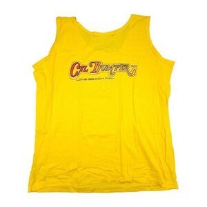 Vintage Cal Bumper Tank Top Mens Size XL Yellow 80s Long Beach Made In USA NEW